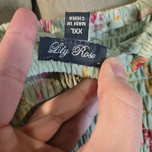 Lily Rose XXL Mint Green Floral Smocked High Low Dress [0453] - Picture 5 of 8